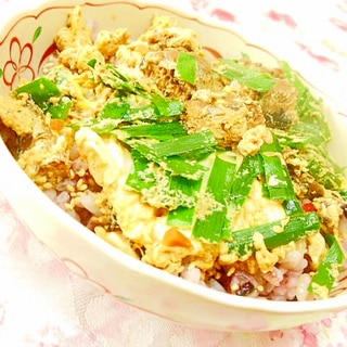 雑穀ごはんde❤秋刀魚甘露煮とニラの卵とじ丼❤